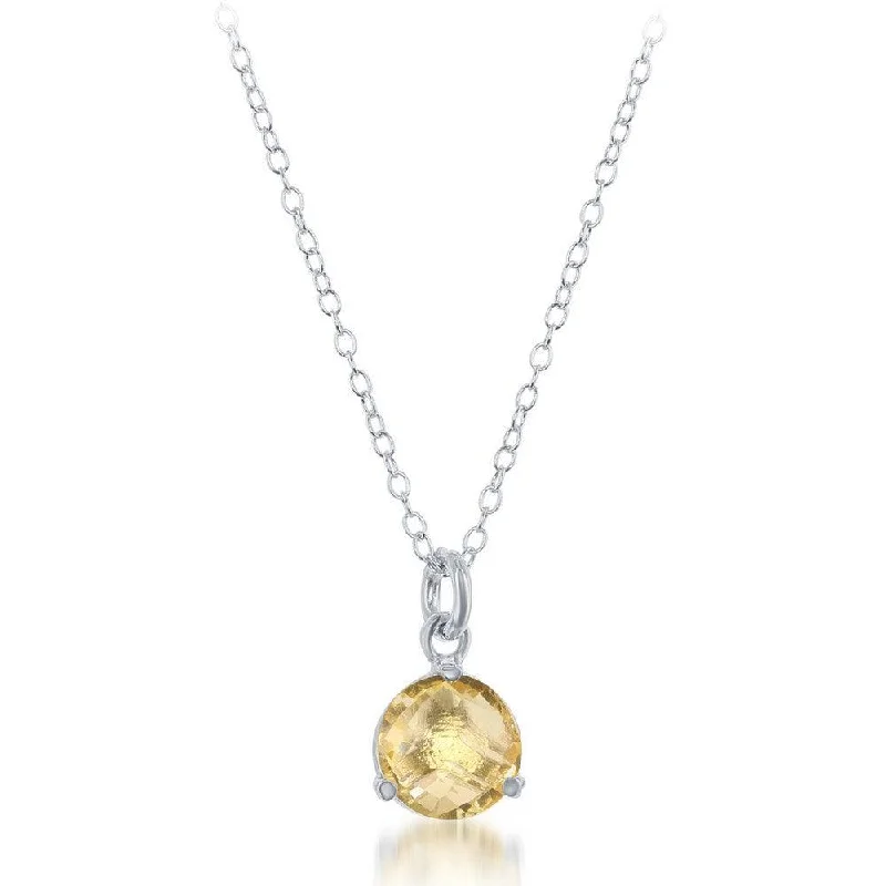 Necklaces and pendants with zodiac constellation designs for an astrological touch-Sterling Silver Round Citrine Triple Prong Necklace