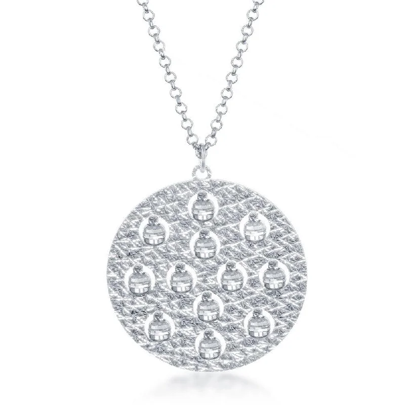 Unique necklaces and pendants with custom birthstone arrangements for personalization-Sterling Silver Round Diamond Cut Beads Necklace