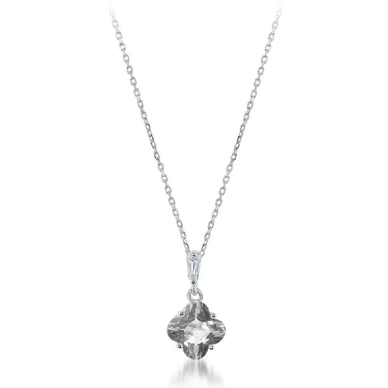 Stunning necklaces and pendants with amethyst gemstones for a calming effect-Sterling Silver Small Clover Shaped CZ Necklace