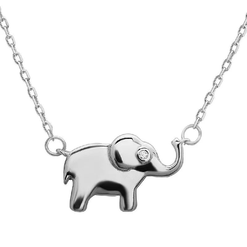 Simple necklaces and pendants with bar pendants for a sleek modern design-Sterling Silver Small Elephant with CZ Eye Necklace