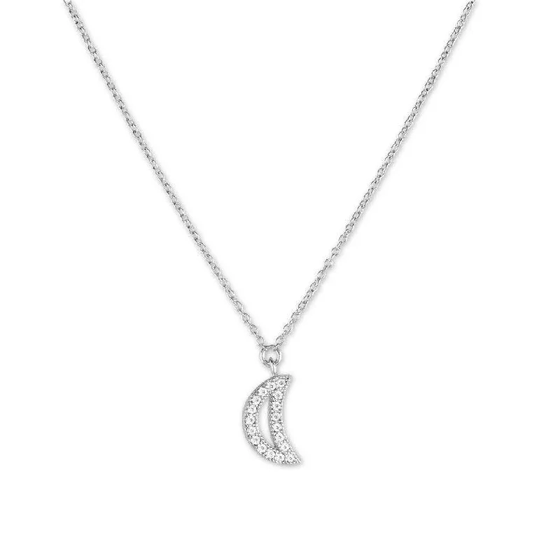 Layered necklaces and pendants for a trendy and fashionable stacked look-Sterling Silver Small Micro Pave Crescent Necklace