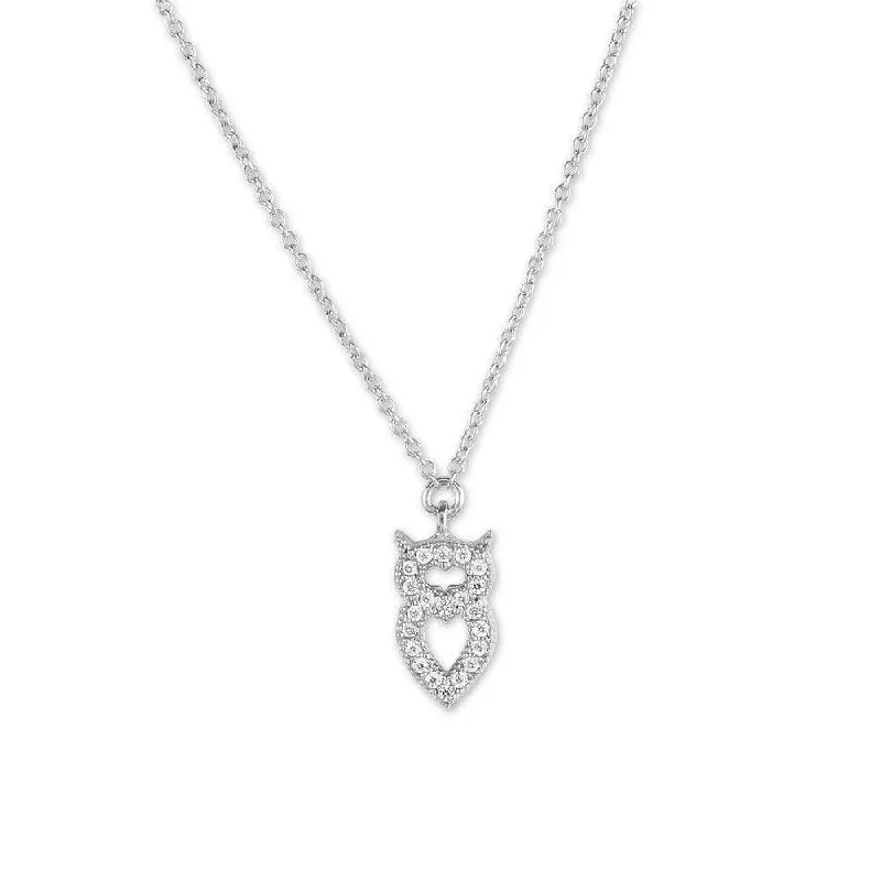 Necklaces and pendants with star-shaped designs for a whimsical, celestial touch-Sterling Silver Small Micro Pave Owl Necklace