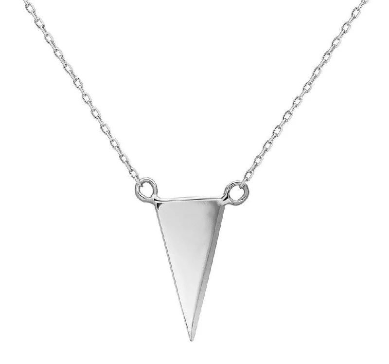 Unique necklaces and pendants with custom birthstone arrangements for personalization-Sterling Silver Thin Flat Triangle Necklace