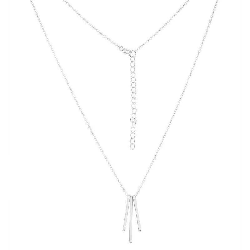 Unique necklaces and pendants with tree of life motifs for nature-inspired elegance-Sterling Silver Triple Hanging Bars Design Necklace