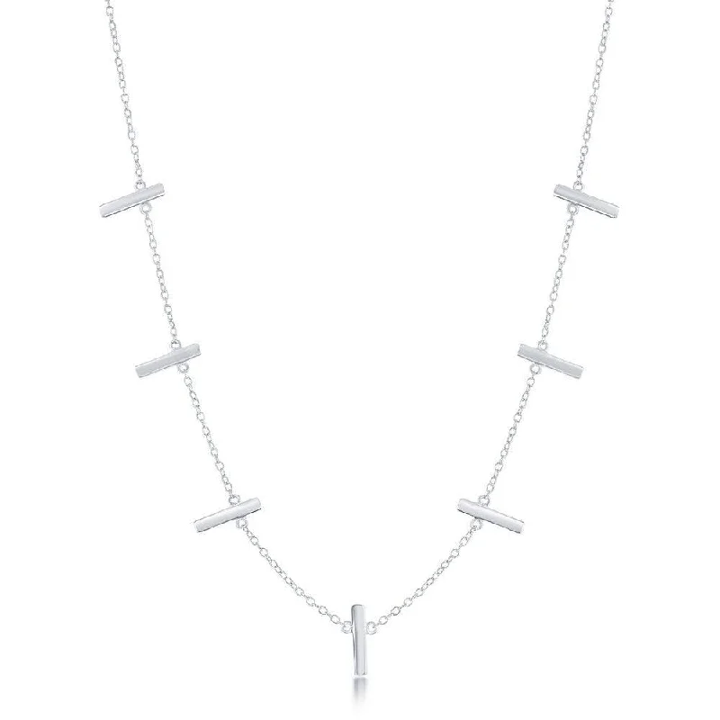 Best necklaces and pendants with gemstone clusters for a bold and colorful effect-Sterling Silver Verticle Bars Necklace