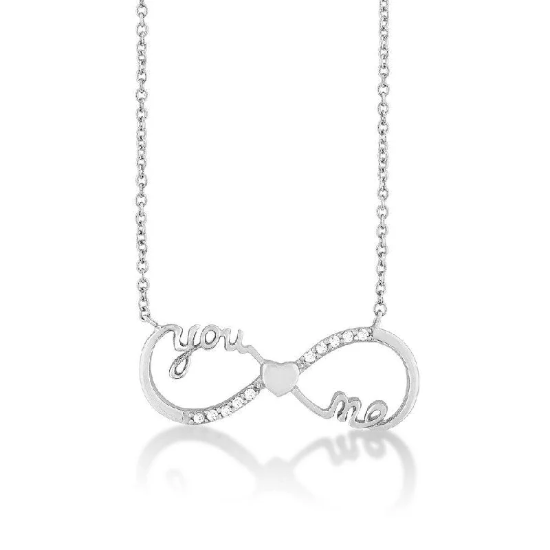 Beautiful necklaces and pendants with diamond-encrusted designs for maximum sparkle-Sterling Silver "You and Me" Heart CZ Infinity Necklace