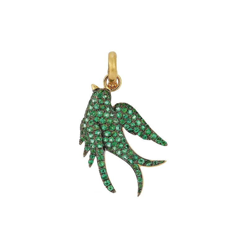 Best necklaces and pendants with rose gold for a warm and romantic appeal-Sparrow Charm - Emerald