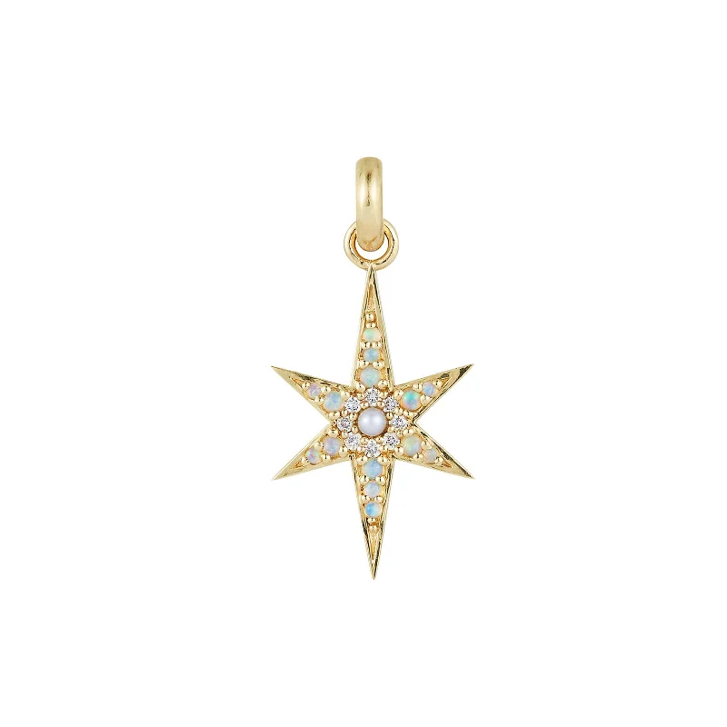 Best necklaces and pendants with opal and gold for a vibrant, luxurious contrast-Stella Star Charm - Opal and Diamond