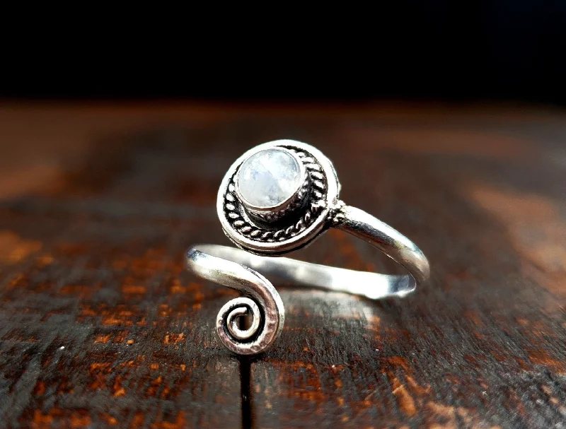 Rings with vintage-inspired emerald for luxury -Adjustable Moonstone Ring